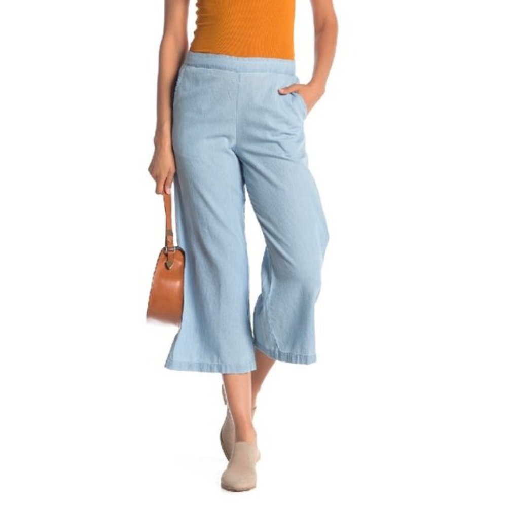 SUSINA Chambray Wide Leg Pull-On Pants